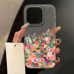 Mobiiltelefoni&uuml;mbrised iPhone 11 13 15 Pro Max 12 14 Pro Max &uuml;mbrisele iPhone 16 15 Plus 13 Pro 12 j&auml;&auml;tunud tekstuuriga maalitud koomiksililled iPhone 11 valge