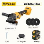 MELLWIN 125mm M14 Harjadeta Elektriline Nurklihvmasin Juhtmeta Poleerimismasin Puidut&ouml;&ouml; L&otilde;ikeriist 18V Akule 2xBattery-EU Plug