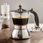 Pliidiplaadi espressomasin Kristallplastkattega Moka pott 4/6 tassi Roostevabast terasest Itaalia Mocha kohvimasin telkimiseks 200ML/300ML
