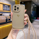 V&auml;rviline Love Heart Print Pehme TPU telefoni kate iPhone 15 14 Pro Max 13 Pro 12 11 Crossbody Lanyard Matt p&otilde;rutuskindel objektiivi kaitse&uuml;mbris iPhone 16