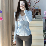 Uus V&auml;ljaanne Naiste Jooga Seisva Kraega Jakk - Nailon-Spandex, Kahepoolne Harjatud T&otilde;mblukuga Sporditopp M (48-52kg)