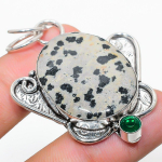 Dalmation Jasper, Diopside 925 Sterling Silver Jewelry Pendant 2.09 p6m58