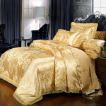Euroopa Satiin Jacquard voodipesukomplekt - pitsiga &auml;&auml;ristatud, 4-osaline komplekt 1.5m Bed 4-Piece Set Quilt Cover 200*230