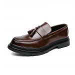 Kevadine Uus Paksude Taldadega Nahast Kingad Luksusbr&auml;ndi Mokassiinid Meestele Slip-on Pehme Tald Mugav Mokassiin Meeste Kingad Vabaaja Kingad 38 pruun