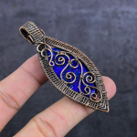 Lapis Lazuli Handmade Copper Wire Wrap Jewelry Pendant 3.23 y8r24