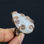 Rainbow Moonstone Handmade Copper Wire Wrap Jewelry Ring Size 9 a9m24