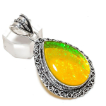 Yellow Triplet Opal Handmade 925 Sterling Silver Jewelry Pendant 2.25 h5f12