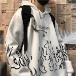 Moodne moodne loominguline Graffiti Flame Pullover Harajuku Suurem&otilde;&otilde;tmeline lahtine kapuuts Hoodie College Soe kapuuts, mis sobib XXL