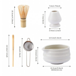 5 tk komplekt, Jaapani Matcha segisti komplekt, keraamiline Matcha kauss suuavaga ja Matcha segisti komplekt Matcha komplekt, Five-piece Set valge