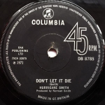 7-tolline plaat HURRICANE SMITH - Don't Let It Die DB8785 Columbia 1971 UK Rock Kasutatud
