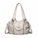 Naiste pehmest nahast &otilde;lakott suure mahutavusega kandekott keskealisele emale crossbody-kott hall