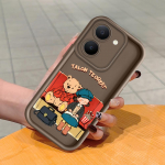 Pehme silikoonist ruudukujulise redeli mustriga telefoni&uuml;mbris, t&auml;ielikult kattev, kaamera p&otilde;rutuskindel kaitse, kummist &uuml;mbris Vivole Vivo Y78+ 5G pruun