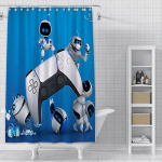 Multikas ASTRO BOT Du&scaron;ikardin Veekindel Pol&uuml;esterkangas V&auml;rvilised Vannikardinad Kodu Vannitoa Sisustus Kardin Konksudega YL120x180cm