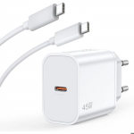 Chargeur Rapide 45W + C&acirc;ble USB-C 1M pour Samsung Galaxy A16 A26 A36 A56 A17 - Blanc