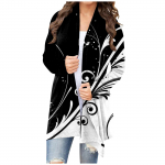 Naiste mood vabaaja lillemustriga keskmise pikkusega kardiganjakk M