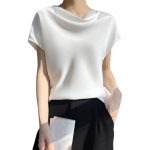 Naiste suvised topid kuhjaga kraega l&uuml;hikeste varrukatega mantlid &uuml;hev&auml;rvilised kunstsatiinist sile pluus T&auml;navar&otilde;ivad 4XL