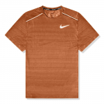 Nike Miler Logotr&uuml;kiga Pusa Kiiresti Kuivav Hingav &Uuml;mmarguse Kaelusega L&uuml;hikeste Varrukatega T-s&auml;rk Meeste Topid Tume Punakaspruun AJ7566-246 L