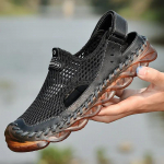 Meeste sandaalid K&auml;sitsi valmistatud rannasandaalid hingavast v&otilde;rgust vabaajajalatsid 39 must