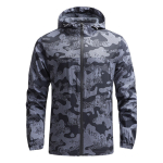 Meeste V&auml;lis&otilde;hu Vabaaja Tr&uuml;kitud Kapuutsiga T&otilde;mblukuga Jakk, Kiiresti Kuivav &Otilde;huke Tuulekindel Ja Veekindel Spordituulejope XL gray