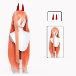 Mootorsae Mees Power Parukas Cosplay Pikk T&uuml;&uuml;p 2 V&auml;rvi Juuksed Kuumakindel Makima Power Parukad Rekvisiidid Sarved Hambad Anime as the picture-One Size beige