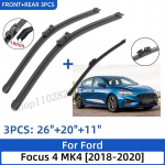 Ford Focus 4 MK4 2018-2020 26 +20 +11 esi- ja tagaklaasipuhasti labad, esiklaasi klaasipuhasti l&otilde;iketera lisatarvikud, 2019 2020 must