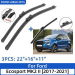 Ford Ecosport MK2 II 2017-2025 jaoks 22 +16 +11 Eesmised ja tagumised kojamehed Tuuleklaasi Akna L&otilde;ikuri Tarvikud 2020 2025 must