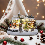 Scene Figurine Christmas Decoration Ornament Gift Artwork Collectible Buildings Lighted up for