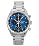 Seiko kronograaf roostevabast terasest sinise sihverplaadiga p&auml;ikeseenergial t&ouml;&ouml;tav SSC801P1 100M meeste k&auml;ekell sinine