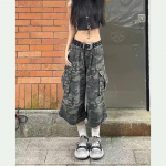 Punk L&uuml;hikesed P&uuml;ksid Street Vabaaja Suvised Naiste Kamuflaaž Harajuku Vintage K&otilde;rge V&ouml;&ouml;kohaga Lahtised P&uuml;ksid Y2K Laiade S&auml;&auml;rega Baggy Denim L&uuml;hikesed P&uuml;ksid XL
