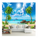 Tapeet 3D Ilus Palm Beachi Mere&auml;&auml;rne Maastik Seinakatted Elutuba TV Diivan Magamistuba Taustasein 3D Seinamaalid 200 cm(W) x 140 cm(H)