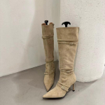 Vintage Naiste Terava Otsaga L&auml;&auml;nelikud P&otilde;lvp&uuml;ksid Soojad L&uuml;hikesed Pl&uuml;&uuml;sist Pikk Saapad K&otilde;rged Kontsad Strippari Kingad Botas Mujer 40