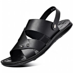 Suvised sandaalid meestele v&auml;litingimustes pehmed vabaaja spordisussid nahast libisemiskindlad hingavad rooma kingad rannapl&auml;tud aiajalatsid 44 must