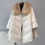 Talveparka k&otilde;rgekvaliteediline paks soe sulet&auml;idisega puuvillane jakk naistele moodne pikkade varrukatega tepitud riided naissoost lai &uuml;ler&otilde;ivas S valge