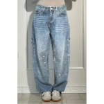 Naiste Kevadised L&auml;ikivad Kivist Kottis Laiad P&uuml;ksid Lai Jalg Pukseerivad Denim P&uuml;ksid Vintage Pesuga P&uuml;ksid Vabaaja P&uuml;ksid XXS tumesinine v&auml;rv