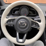 Hand-stitched anti-slip white Leather Car Steering Wheel Cover For Mazda CX-3 CX3 CX-5 CX5 2017 2018 1