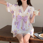 Suvine magus kimono naistele l&uuml;hike &ouml;&ouml;s&auml;rk l&uuml;hikeste p&uuml;kstega pidžaamakomplekt daamidele armas kodur&otilde;ivas &ouml;&ouml;riided pidžaama M white