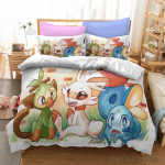 Pokemon Voodipesu Komplekt Multikas Anime Laste Magamistuba Tekk Poiss T&uuml;druk Voodipesu &Uuml;hene Kahene Kuninglik Pikachu Tekikate Kingitus EU Single(135*200cm)3pcs