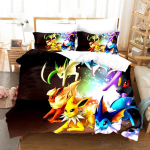 Pokemon Voodipesu Komplekt Multikas Anime Laste Magamistuba Tekk Poiss T&uuml;druk Voodipesu &Uuml;hene Kahene Kuninglik Pikachu Tekikate Kingitus AU Single(140*210cm)3pcs