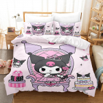 Kuromi Tekikott Komplekt Voodipesu Tekikotid Kuninglik Suurus 3D Laste Voodipesu Komplekt Armas Tr&uuml;kitud Multifilmi Tekikate EU Single(135*200cm)3pcs