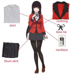 Anime Kakegurui Yumeko Jabami kost&uuml;&uuml;mid 5tk/komplekt Cosplay Girls Adult Kid xxxl