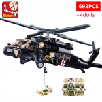 692 tk S&otilde;jaline UH-60L Meditsiinilise P&auml;&auml;stehelikopteri ehitusklotsid Black Hawk Helikopteri Mudelklotsid Mininukkudega Laste M&auml;nguasjad Kingitused No Box