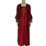 Keskaegne renessanss-kuninganna ballikleit, varrukatega maksikleit Halloweeni kost&uuml;&uuml;m M veinipunane v&auml;rv