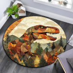 T-Rex Dinosaurus &Uuml;mmargune Vaip, Vaip elutuppa, magamistuppa, diivani juurde, m&auml;ngutuppa, libisemiskindel p&otilde;randamatt 120cmx120cm