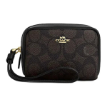 Coach 11 Br&auml;ndi logo Metallist t&otilde;mblukuga randmekott Sidur Mini Naiste sidur P&auml;hklipruun Must CW907-IMXAQ Basic Set (Bag+Dust Bag)