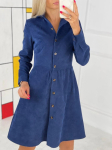 Naised S&uuml;gisvintage, soliidne velvetist pikkade varrukatega &uuml;herealine kleit V-kaelusega avarad s&auml;rgid kleidid vabaajakleit 2XL sinine