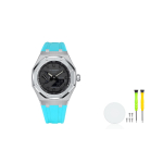 CASIO Meeste vedelkristall/analoog kahekordse n&auml;iduga seeria Must k&auml;ekell GA-2100-1A1-(Team788--M03) Silver Tifney gray