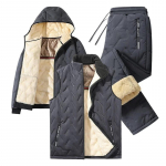 Meeste dressipluusikomplekt Moodne jooksukost&uuml;&uuml;m Talvine grafeenfliis Soe kapuutsiga jakk Vest + P&uuml;ksid 3-osaline Meeste vabaaja jooksmise spordikost&uuml;&uuml;m L