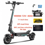 EU AMAKOU-ST500 X7 Elektriroller T&auml;iskasvanutele 9000W Kahe mootoriga 13-tollised ja 11-tollised rattad Kiirus 65MPH S&otilde;iduulatus 62 Miili72V 38,3Ah Aku Maastikurehv 11inch - NFC-9000W72V40AH