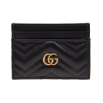 Gucci GG Marmont Kuldne Logo Tepitud Nahast Kaardihoidja Naiste Kaardihoidja Must 443127-DTD1T-1000 Basic Set (Bag+Dust Bag)