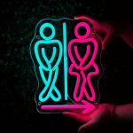Tualeti LED-neoonsilt, USB-reguleeritava heledusega, Sobib kaubanduskeskustesse, poodidesse, avalikesse tualettruumidesse, Seinale kinnitatav neoonvalgusti